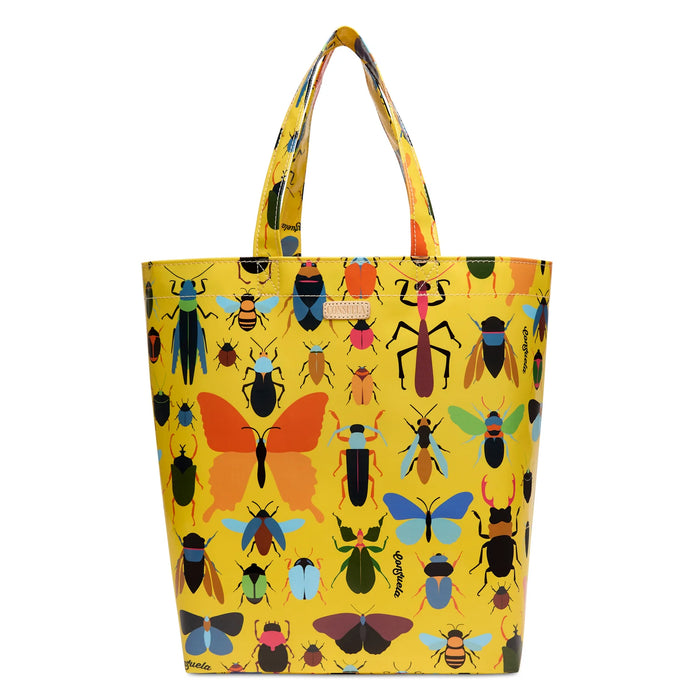 Tote bag with insect pattern on a yellow background