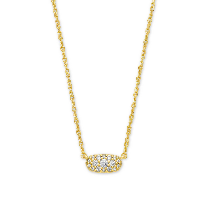 Kendra Scott Grayson Gold Pendant Necklace in White Crystal