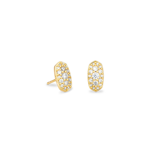 Kendra Scott Grayson Gold Stud Earrings in White Crystal
