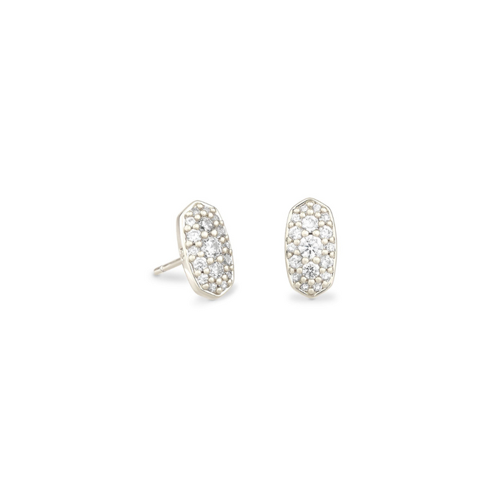 Kendra Scott Grayson Silver Stud Earrings in White Crystal