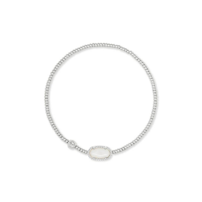 Kendra Scott Grayson Silver Stretch Bracelet in Ivory Mother of Pearl