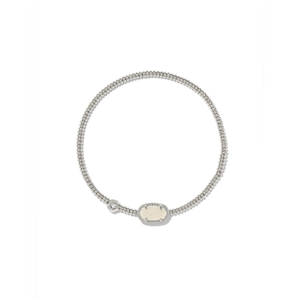 Kendra Scott Grayson Silver Stretch Bracelet in Iridescent Drusy