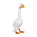 White goose figure with orange feet and beak on a white background