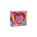 Heart-shaped pink object with 'Good Vibes Only' text in a colorful box packaging on a white background