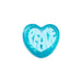 Blue heart-shaped object with 'PEACE' text on a white background