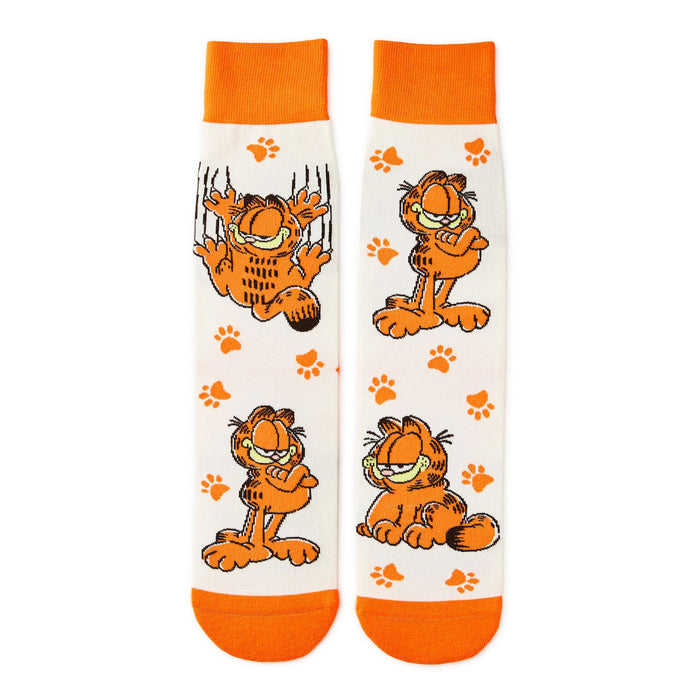 Garfield Poses and Paw Prints Novelty Crew Socks