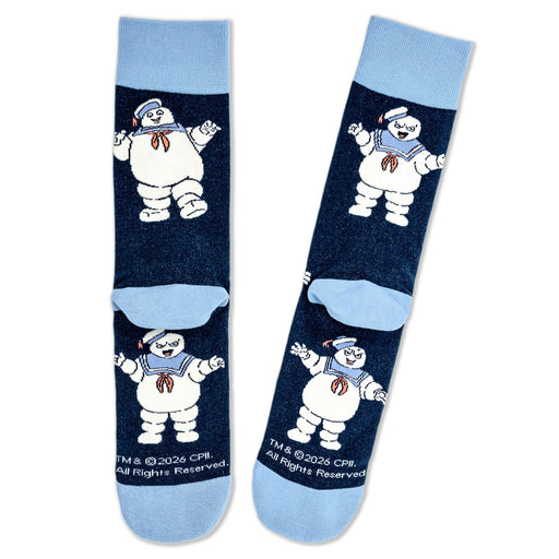 Pair of socks with cartoon character design on a white background