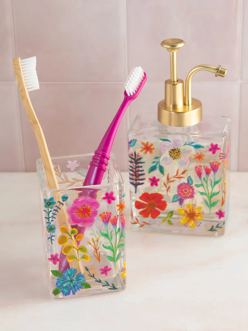  Floral Soap Dispenser and Tumbler