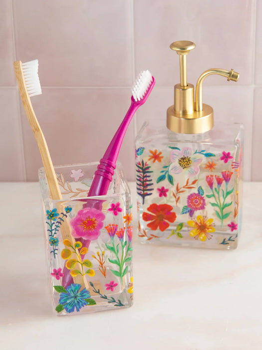  Floral Soap Dispenser and Tumbler
