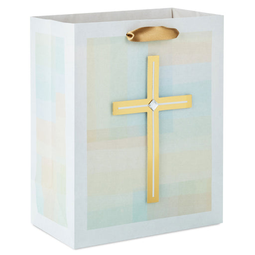 Gold Cross on Pastel Medium Gift Bag