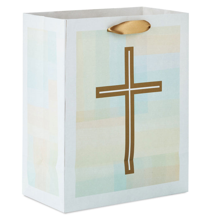Gold Cross on Pastel Medium Gift Bag