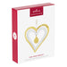 Hallmark Keepsake Christmas ornament packaging with gold heart design on a white background