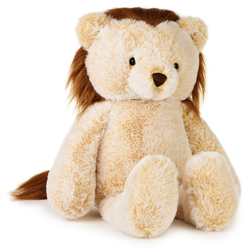 Plush lion toy on a white background