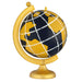 Globe with gold stand on a white background