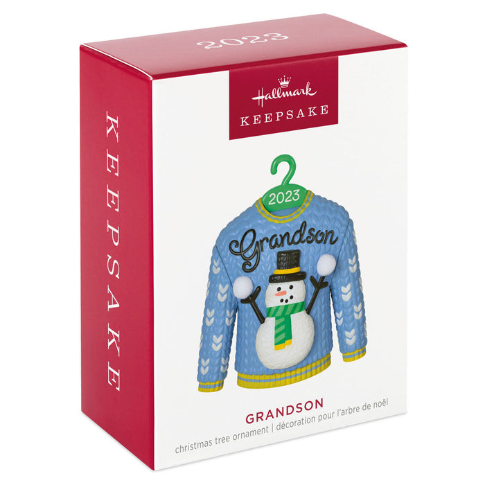 Dated 2023 Grandson Christmas Sweater Ornament