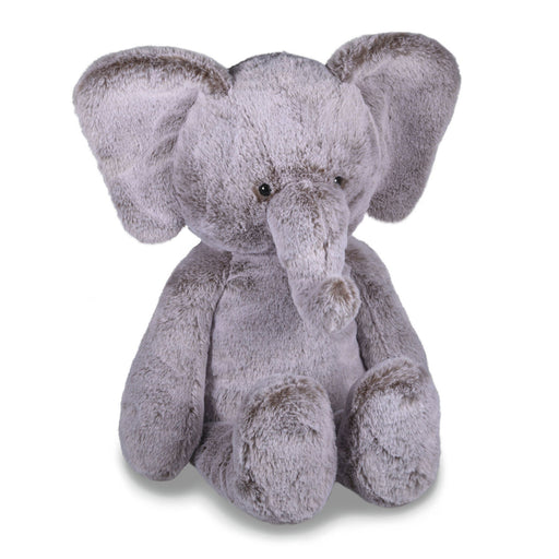 Plush elephant toy on a white background