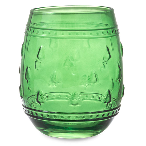 Embossed Trees Green Stemless Wine Glass