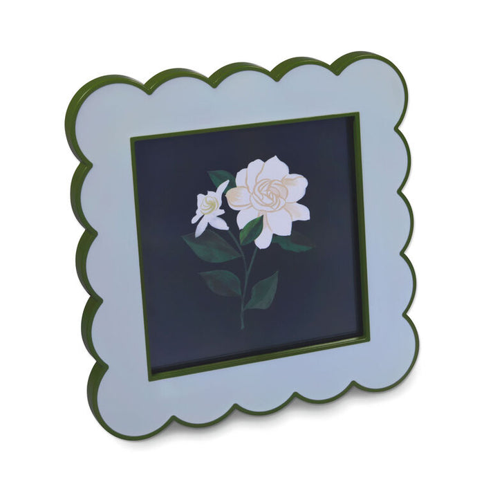 Green and Light Blue Scalloped Square Picture Frame, 4x4