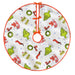 Christmas tree skirt with Grinch design on a white background