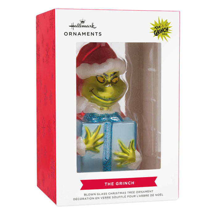 Hallmark Grinch Christmas ornament in packaging