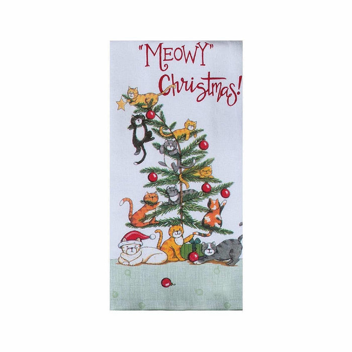 "Meowy" Christmas Terry Hand Towel