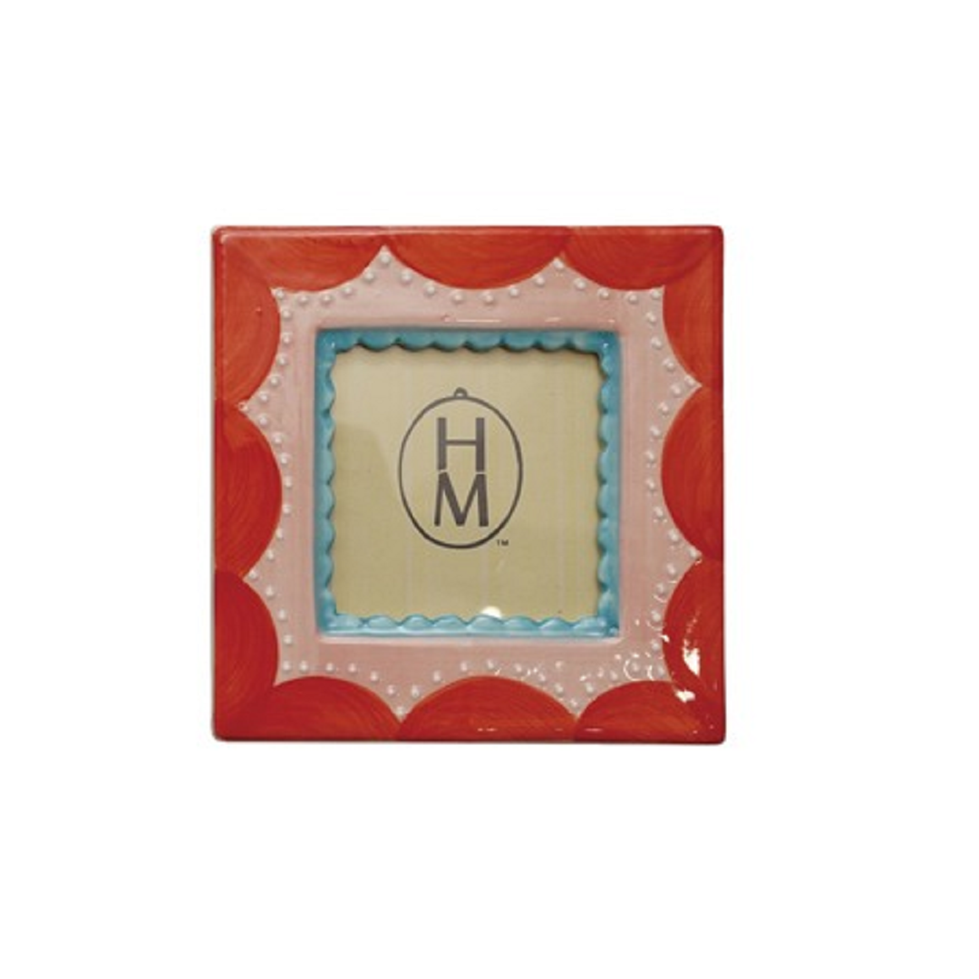 Red Square Scalloped Stoneware Photo Frame - Trudy's Hallmark