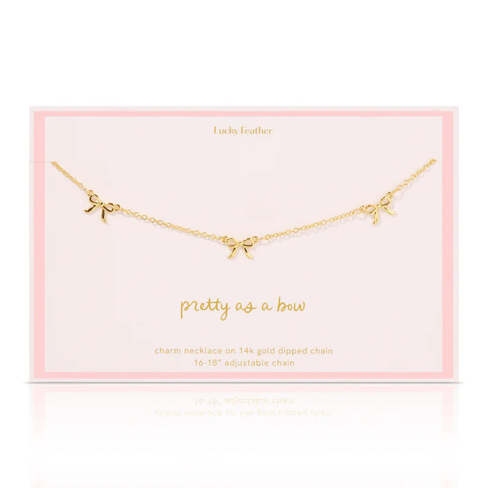 Beautiful Bow Trio Charm Necklace