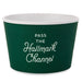 Green ice cream container with 'Pass the Hallmark Channel' text on a white background