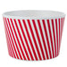 Red and white striped ice cream bowl on a white background