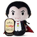 Hallmark Itty Bittys Monsters Dracula plush toy with its original hangtag, featuring a black hair, white face, and black and red costume on a white background.