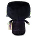 A plush toy shown from the back, featuring a large black head, a dark purple body with stitched details, light green hands, and a visible Harrowman tag on the left side, set against a plain white background.