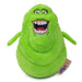 A green plush toy shaped like a cartoon ghost with embroidered eyes, a wide open mouth showing white teeth and red tongue, and a small tag that reads 'Bitz'.