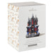 Hallmark Hauntsville Collection Vampire Mansion tabletop decoration retail box, showing the front and side packaging with a printed illustration of the haunted mansion and Halloween-themed side pattern.