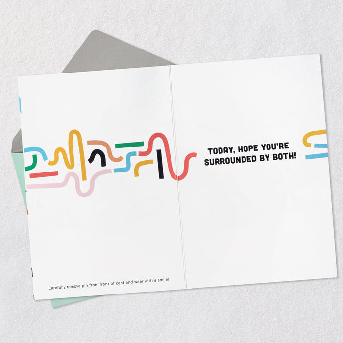 Peanuts® Charlie Brown and Snoopy Good Grooves Birthday Card With Button Pin