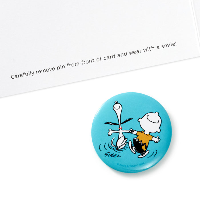 Peanuts® Charlie Brown and Snoopy Good Grooves Birthday Card With Button Pin