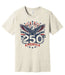 T-shirt with eagle design and 'Happy 250th America' text on a white background
