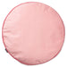 A round pink cushion or floor pad with a slightly darker pink stitched border, shown on a plain white background.