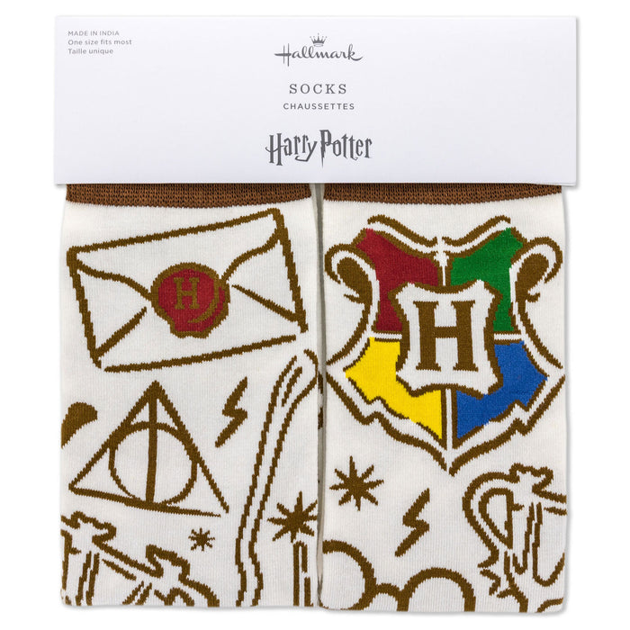 Pair of socks with Harry Potter designs in packaging
