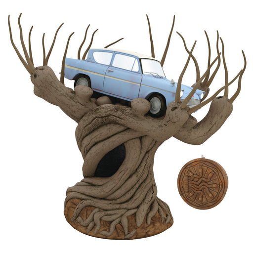 Harry Potter and the Chamber of Secrets™ Collection Flying Ford Anglia in the Whomping Willow™ 2024 Tree Topper With Light and Sound