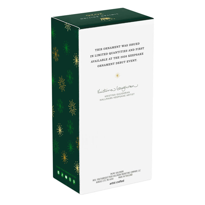 Christmas ornament packaging box with green and white design