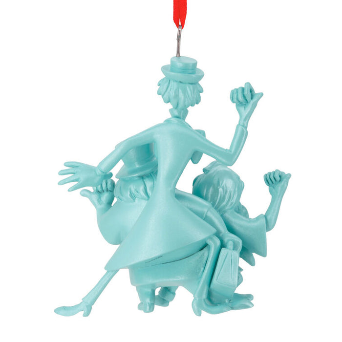 Turquoise ornament with two people dancing on a white background