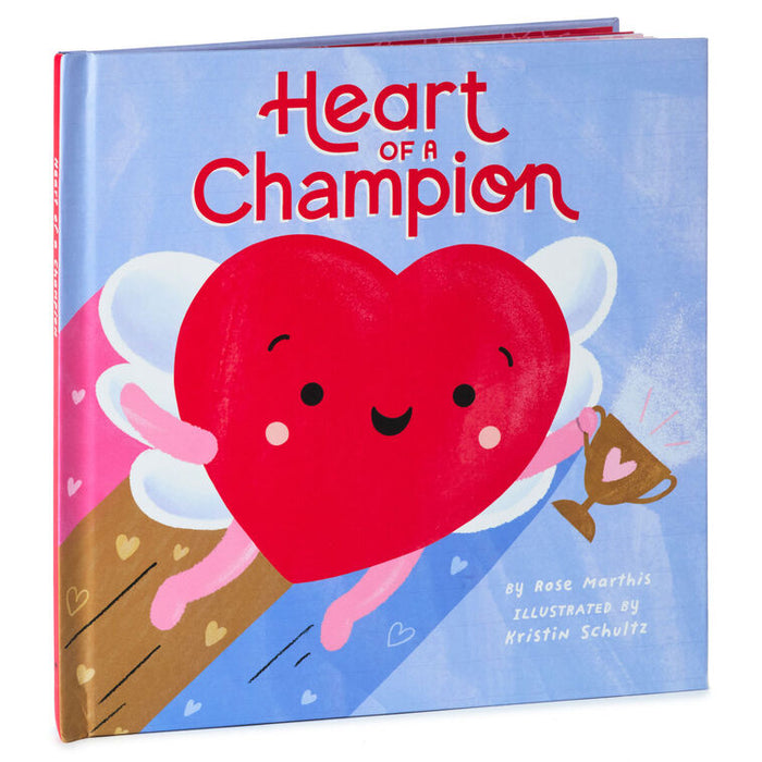 Children's book titled 'Heart of a Champion' with a heart-shaped character on the cover.