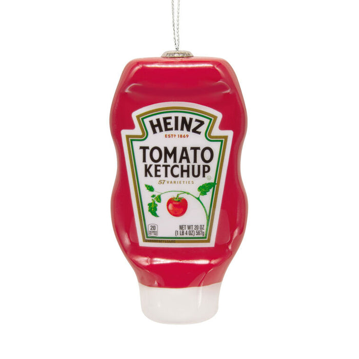 Heinz Tomato Ketchup bottle ornament on a white background