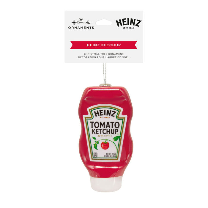 Heinz Ketchup bottle ornament on a white background