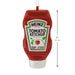 Heinz Tomato Ketchup hanging ornament shaped like a squeeze bottle, shown with a dimension marker indicating 4 inches (10 cm) height on a white background.