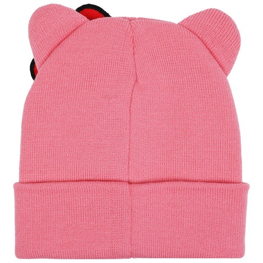 Pink beanie with cat ears on a white background