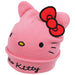 Pink Hello Kitty beanie with a red bow on a white background