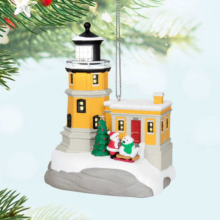 Holiday Lighthouse 2024 Ornament With Light - 13th in Series