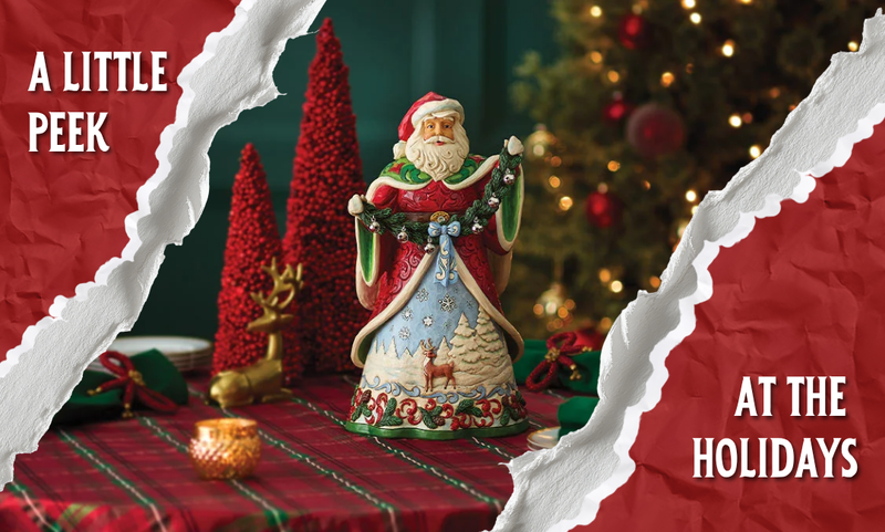 Jim Shore Santa with the message A Little Peek at the Holidays