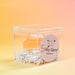 Clear cube container with a crystal candy and 'Silky Gem' label on a gradient background